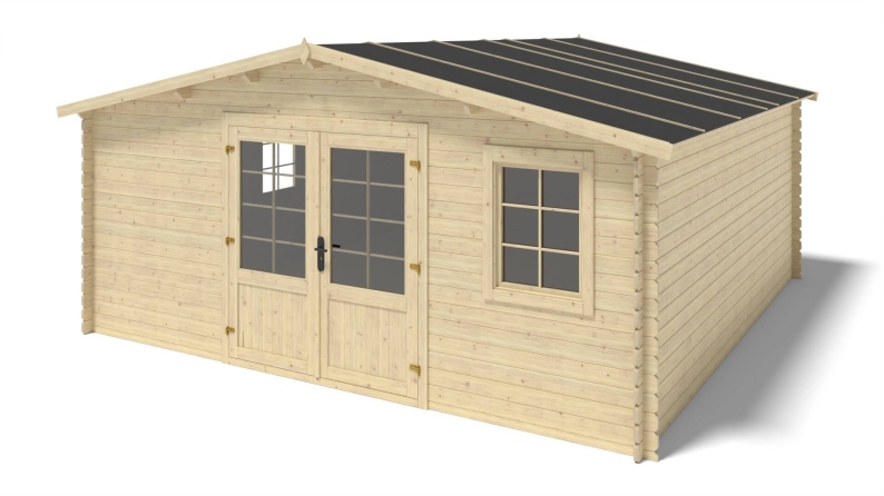 Casetta da giardino in legno - 25m2 - 5x5m - 28mm - colore: naturale