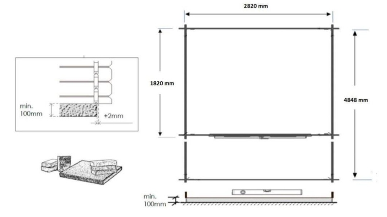 Casetta da giardino in legno con veranda e tettoia - 15m2 - 3x2m - 28mm - colore: naturale