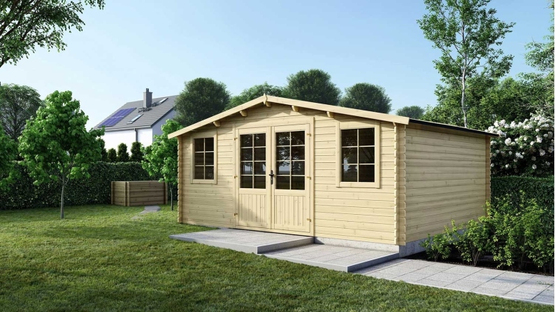 Casetta da giardino in legno - 25m2 - 5x5m - 40mm - colore: naturale