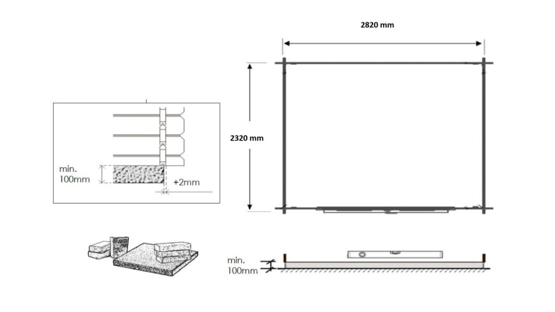 Casetta da giardino in legno - 7.5m2 - 3x2.5m - 28mm - colore: naturale