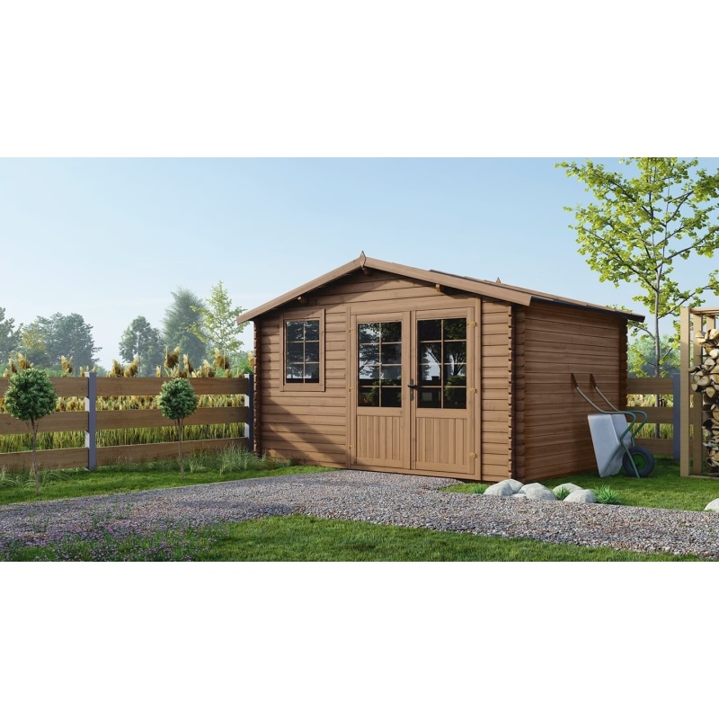 Casetta da giardino in legno - 11.7m2 - 3.9x3m - impregnata - 34mm - colore: 