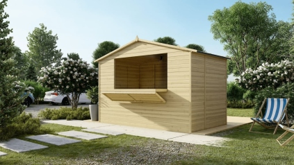 Chiosco per mercatini 5.72 m2 - 3.11x1.84 m - 19 mm