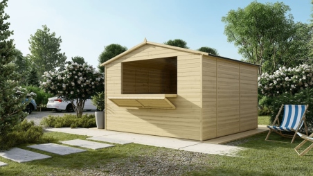 Chiosco per mercatini 9.42 m2 - 3.11x3.03 m - 19 mm