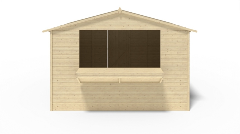 Chiosco per mercatini 9.42 m2 - 3.11x3.03 m - 19 mm