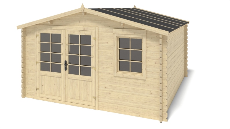 Casetta da giardino in legno - 15.21m2 - 3.9x3.9m - 40mm - colore: naturale