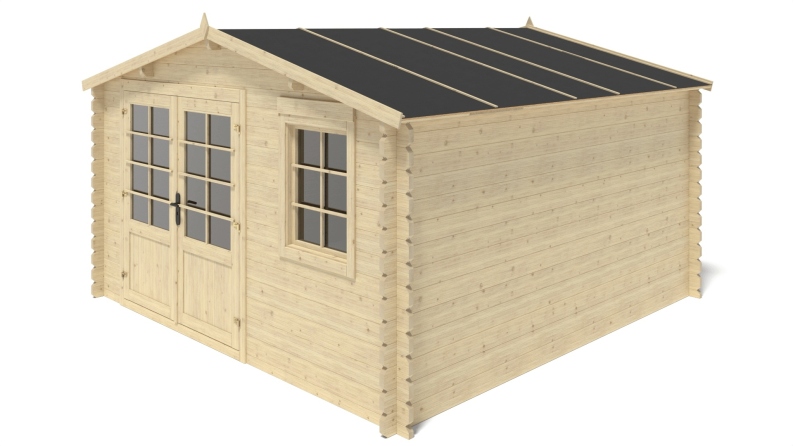 Casetta da giardino in legno - 15.21m2 - 3.9x3.9m - 40mm - colore: naturale