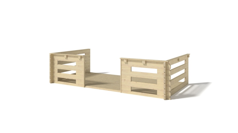 Casetta da giardino in legno con veranda e tettoia - 24m2 - 4x4m - 40mm - colore: naturale