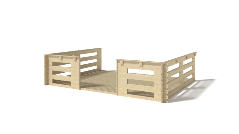Casetta da giardino in legno con veranda e tettoia - 28m2 - 4x4m - 40mm - colore: naturale