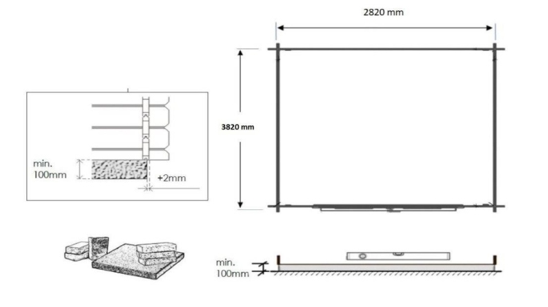 Casetta da giardino in legno - 12m2 - 3x4m - 28mm - colore: naturale