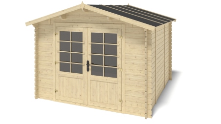 Casetta da giardino in legno - 9m2 - 3x3m - 28mm - colore: naturale