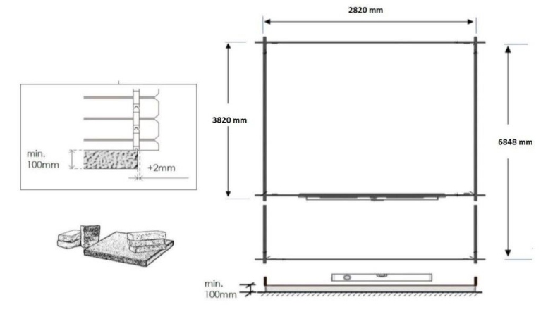 Casetta da giardino in legno con veranda e tettoia - 21m2 - 3x4m - 28mm - colore: naturale