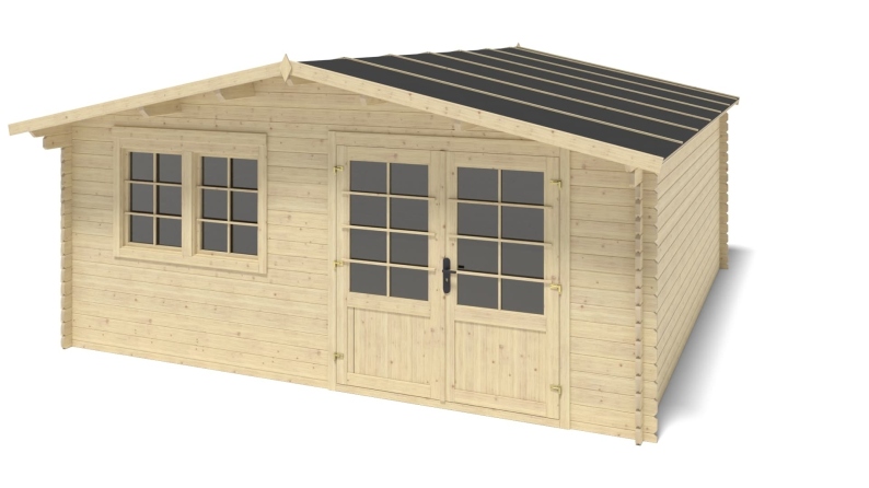 Casetta da giardino in legno - 25m2 - 5x5m - 34mm - colore: naturale