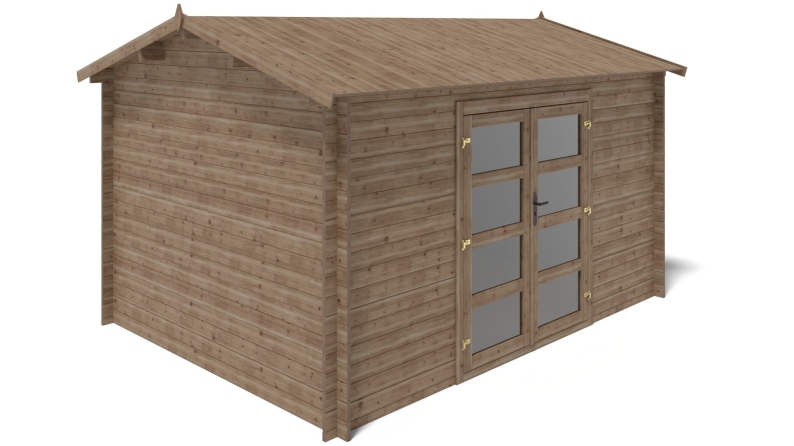 Casetta da giardino in legno - 12m2 - 4x3m - impregnata - 28mm - colore: marrone