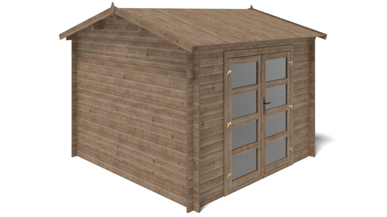 Casetta da giardino in legno - 9m2 - 3x3m - impregnata - 28mm - colore: marrone
