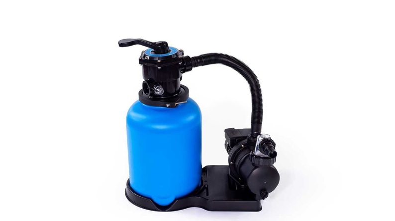 Piscina Sao Paulo 6.57 x 4.07 - H.1.2 m, azzurro chiaro, con supporti fissati al calcestruzzo