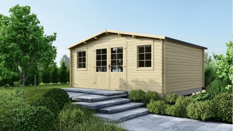 Casetta da giardino in legno - 21.42m2 - 5.1x4.2m - 34mm - colore: naturale