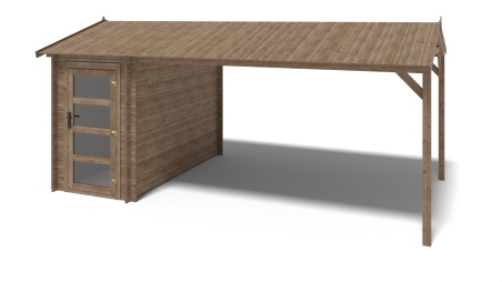 Casetta da giardino in legno – 1.5x3 m con estensione 1.5x2.76 m - 15.56 m²
