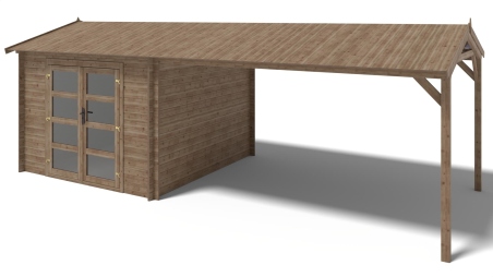 Casetta da giardino in legno – 3x3 m con estensione 4x2.76 m - 20 m²
