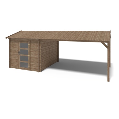 Casetta da giardino in legno – 2.5x3 m con estensione 4x2.76 m - 18.56 m²
