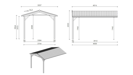 Casetta da giardino in legno – 2.5x3 m con estensione 4x2.76 m - 18.56 m²
