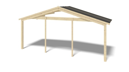 Casetta da giardino in legno con veranda e tettoia - 48m2 - 6x6m - 40mm - colore: naturale