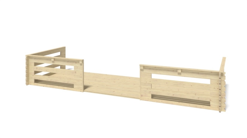 Casetta da giardino in legno con veranda e tettoia - 42m2 - 6x5m - 40mm - colore: naturale