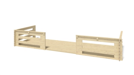 Casetta da giardino in legno con veranda e tettoia - 42m2 - 6x5m - 40mm - colore: naturale