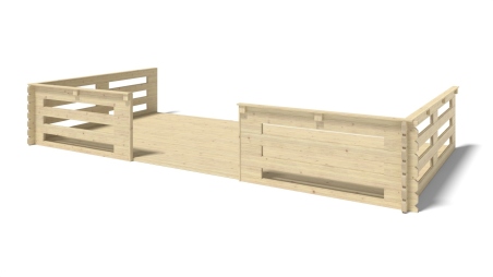 Casetta da giardino in legno con veranda e tettoia - 48m2 - 6x5m - 40mm - colore: naturale