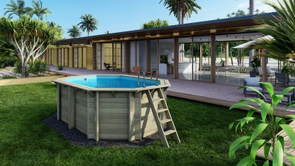 Piscina in legno Nemo 4.3x3 - H.1.31 m fissate su calcestruzzo esistente
