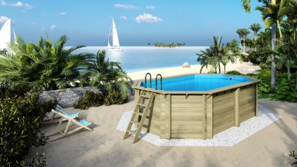 Piscina in legno Nemo 5.79x3.49 - H.1.45 m su telaio senza cementazione