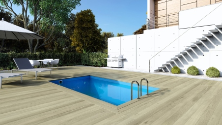 Piscina in legno Aqua 4.65x2.85 - H.1.24 m fissate su calcestruzzo esistente