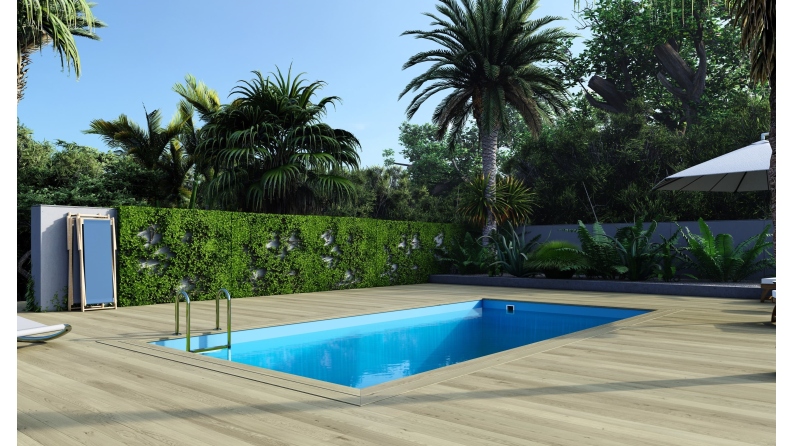 Piscina in legno Aqua 7x3.75 - H.1.45 m su telaio senza cementazione