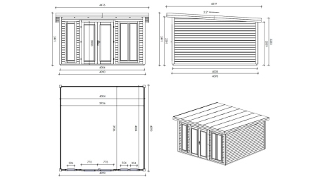 Casetta da giardino in legno Kira 4,04x4,09 m - 12 m2 - 34 mm