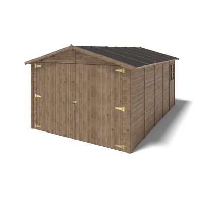 Garage in legno - 14.94m2 - 3.05x4.93m - 18mm - colore: marrone - impregnata