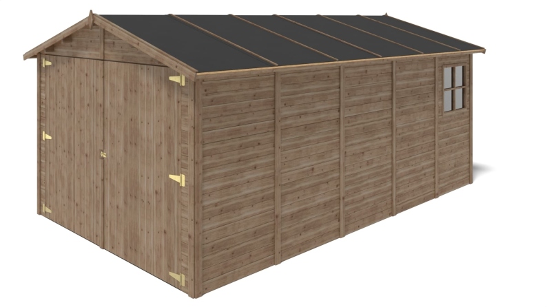 Garage in legno - 14.94m2 - 3.05x4.93m - 18mm - colore: marrone - impregnata