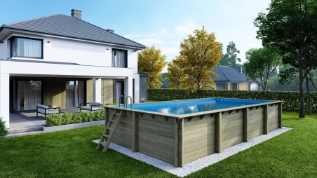 Piscina in legno Aqua 8.5x4.35 - H.1.45 m fissate su calcestruzzo esistente