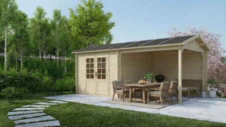 Casetta da giardino in legno - 18m2 - 5.79x3m - 28mm - colore: naturale