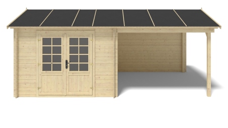 Casetta da giardino in legno - 18m2 - 5.79x3m - 28mm - colore: naturale