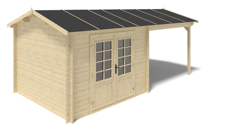 Casetta da giardino in legno - 18m2 - 5.79x3m - 28mm - colore: naturale