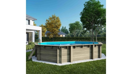 Piscina Sao Paulo 6.57 x 4.07 - H.1.2 m, azzurro chiaro, Su telaio - senza cementazione