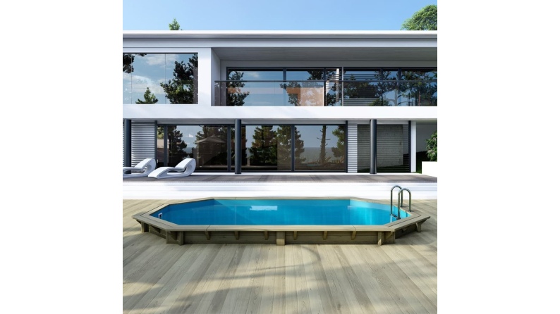 Piscina NEMO 5.79 x 3.49 - H.1.45 m, azzurro chiaro, con supporti da cementare