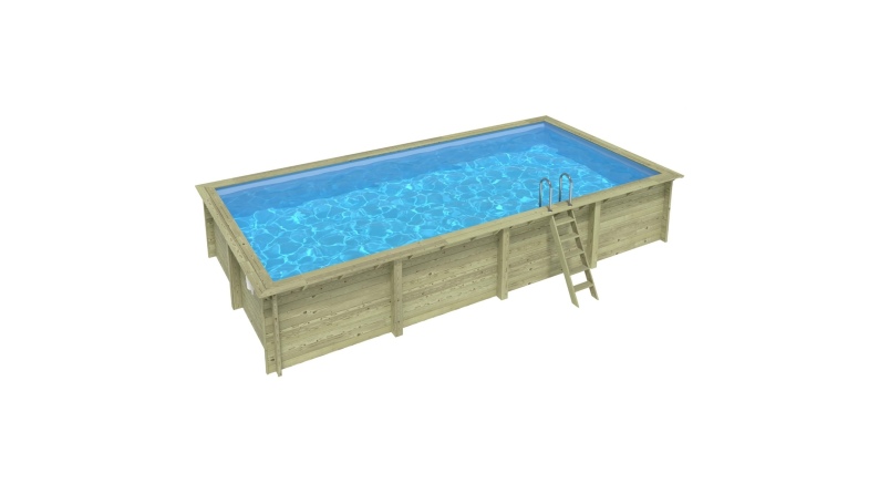 Piscina AQUA 8.5 x 4.35 - H.1.45 m, azzurro chiaro, con supporti da cementare