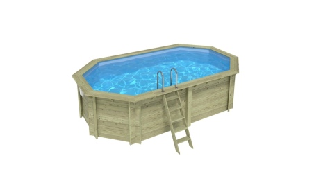 Piscina NEMO 5.79 x 3.49 - H.1.45 m, azzurro chiaro, Su telaio - senza cementazione