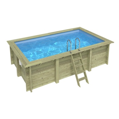 Piscina AQUA 4.65 x 2.85 - H.1.24 m, azzurro chiaro, con supporti fissati al calcestruzzo