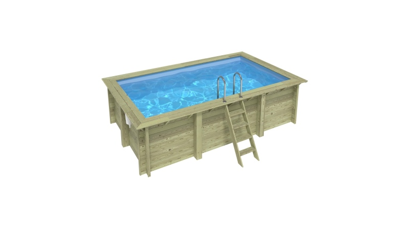 Piscina AQUA 4.65 x 2.85 - H.1.24 m, azzurro chiaro, con supporti fissati al calcestruzzo