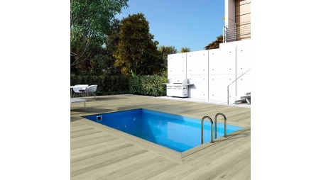 Piscina AQUA 4.65 x 2.85 - H.1.24 m, azzurro chiaro, con supporti fissati al calcestruzzo