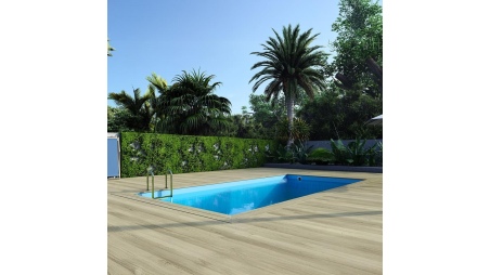 Piscina AQUA 7 x 3.75 - H.1.45 m, azzurro chiaro, con supporti fissati al calcestruzzo