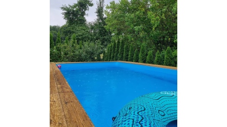 Piscina AQUA 8.5 x 4.35 - H.1.45 m, sabbia, con supporti da cementare