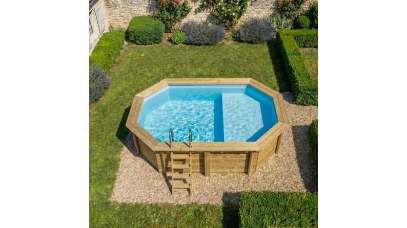 Piscina NEMO 4.3 x 3 – H.1.18 m con spiaggia, azzurro chiaro, con supporti da cementare