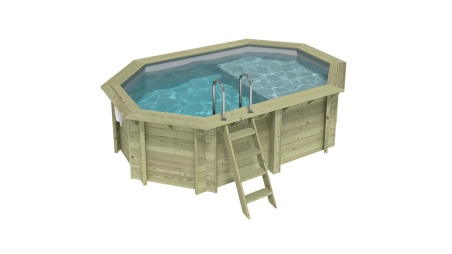 Piscina NEMO 4.3 x 3 – H.1.18 m con spiaggia, grigio, Su telaio - senza cementazione